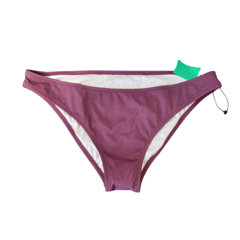 Shade & Shore Ribbed Maroon Bikini Bottoms XL Nylon Blend Swimwear